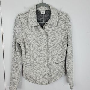 Cabi Neo Moto Zip Sweater Jacket Space Dye Heathered Gray Unlined WOmens S